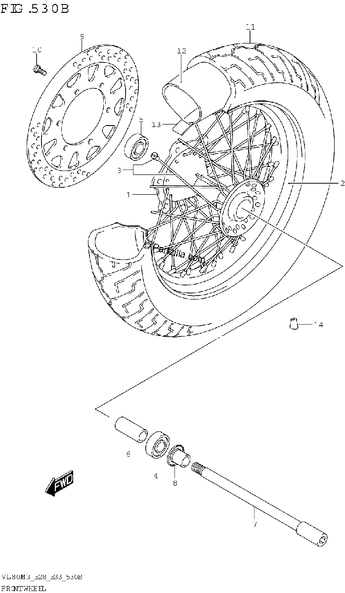 Diagrama de FRONT WHEEL VL800T
