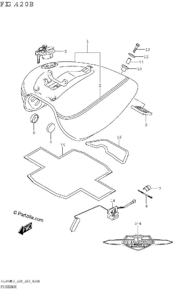Diagrama de FUEL TANK VL800T