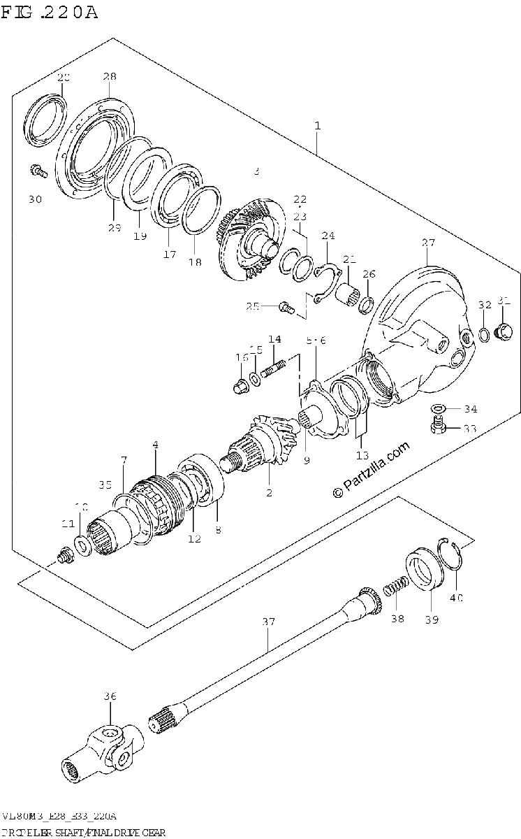 Diagrama de PROPELLER SHAFT FINAL DRIVE GEAR