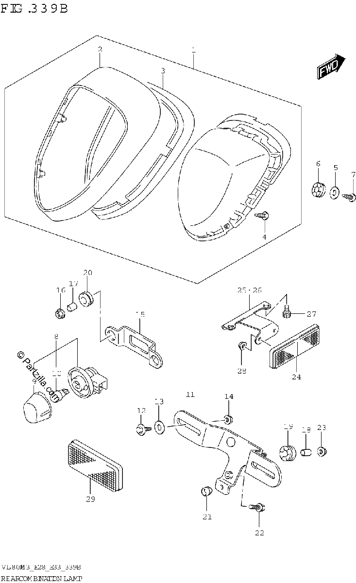 Diagrama de REAR COMBINATION LAMP E28