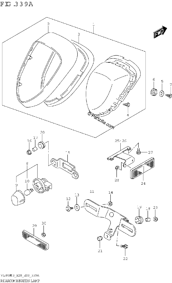 Diagrama de REAR COMBINATION LAMP E33