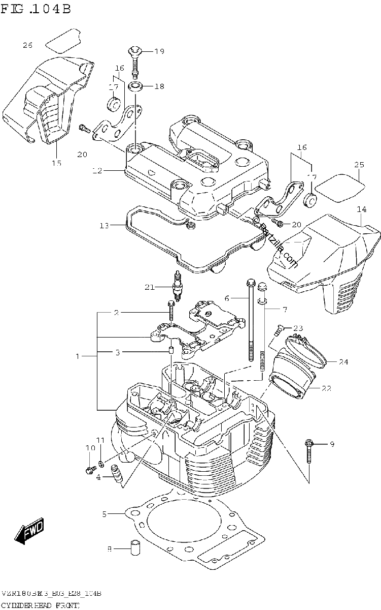 Diagrama de CYLINDER HEAD FRONT