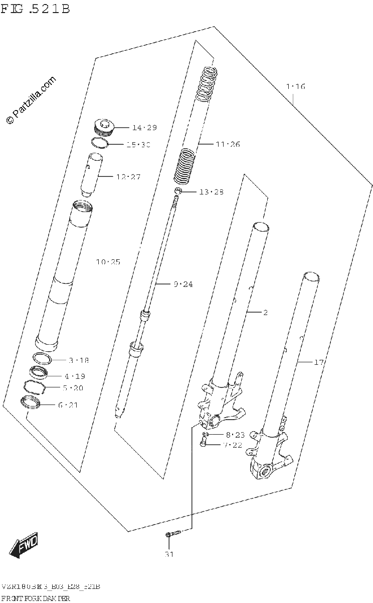 Diagrama de FRONT FORK DAMPER