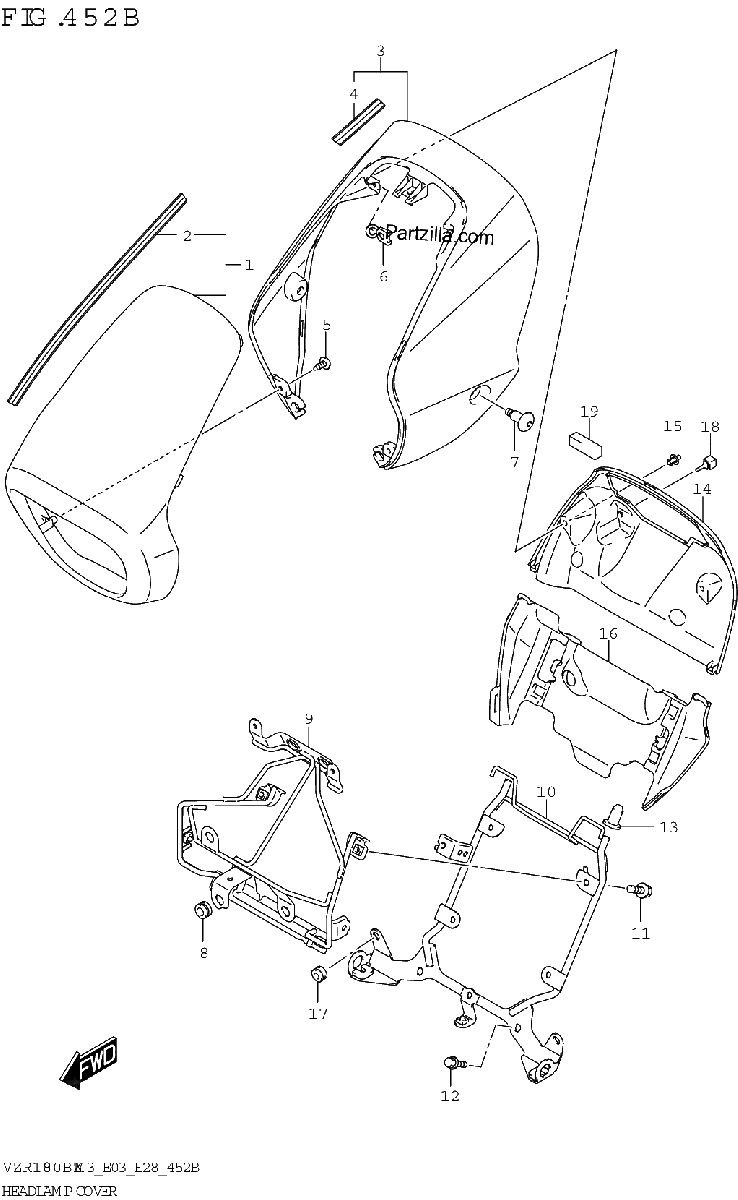 Diagrama de HEADLAMP COVER AV4