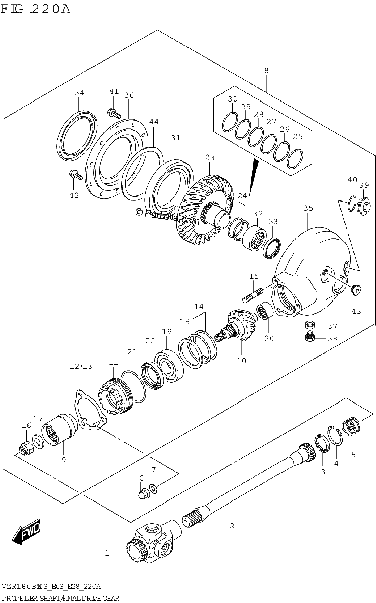 Diagrama de PROPELLER SHAFT FINAL DRIVE GEAR