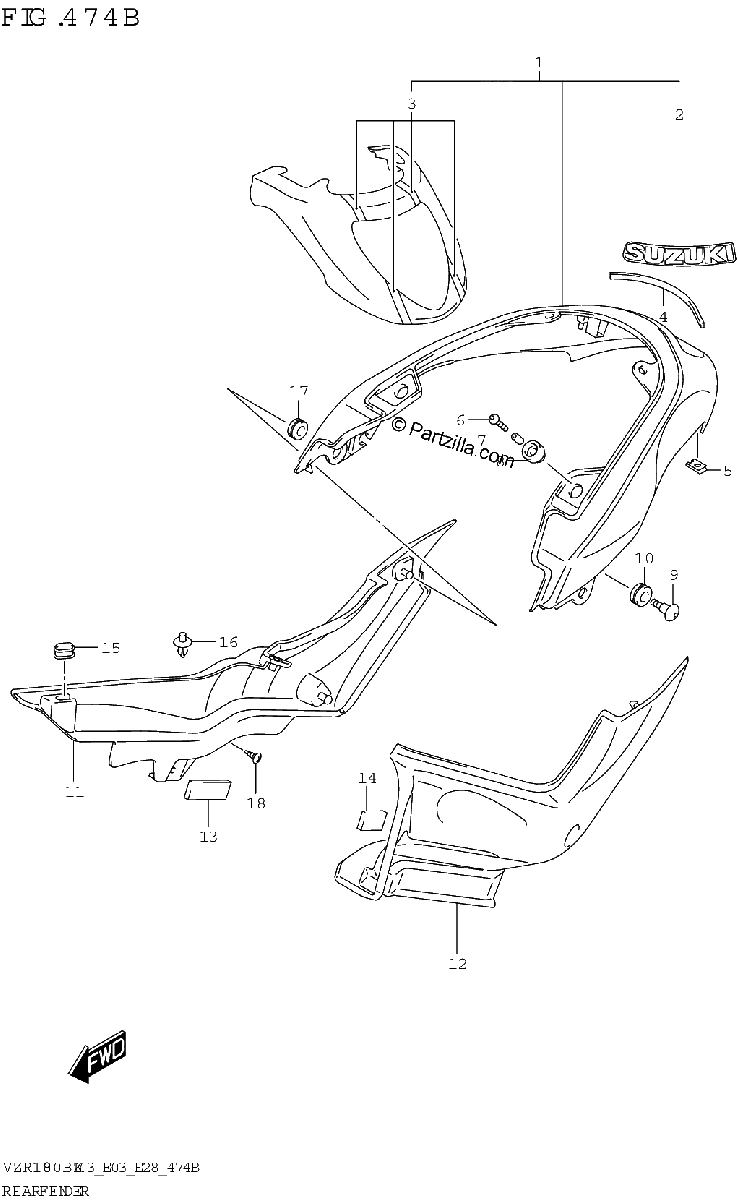 Diagrama de REAR FENDER AV4