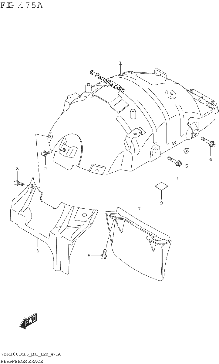 Diagrama de REAR FENDER BRACE