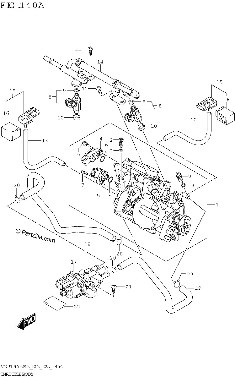 Diagrama de THROTTLE BODY E03 E28