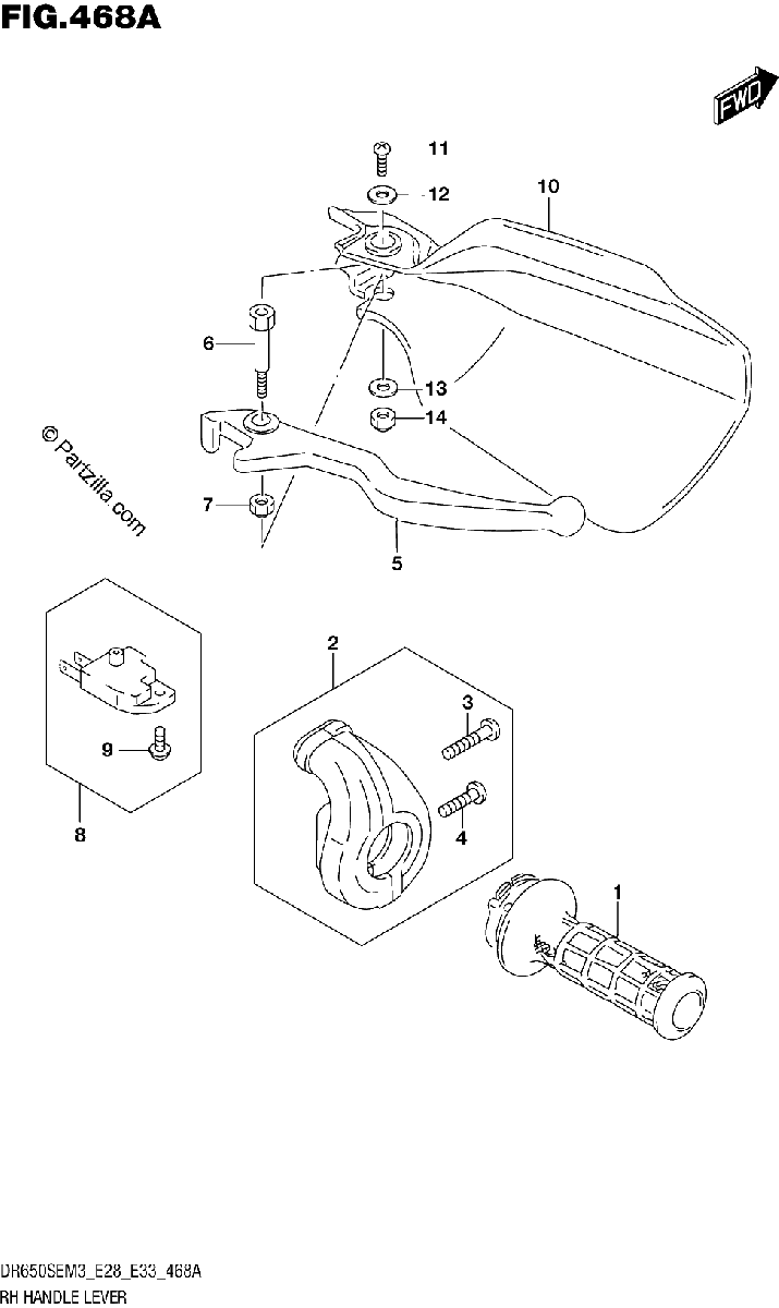 Diagrama de RH HANDLE LEVER