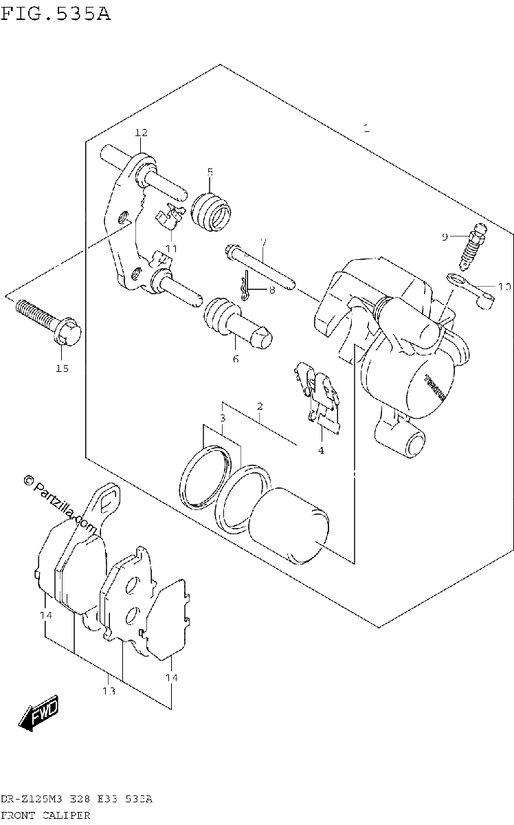 Diagrama de FRONT CALIPER DR Z125LM3E28