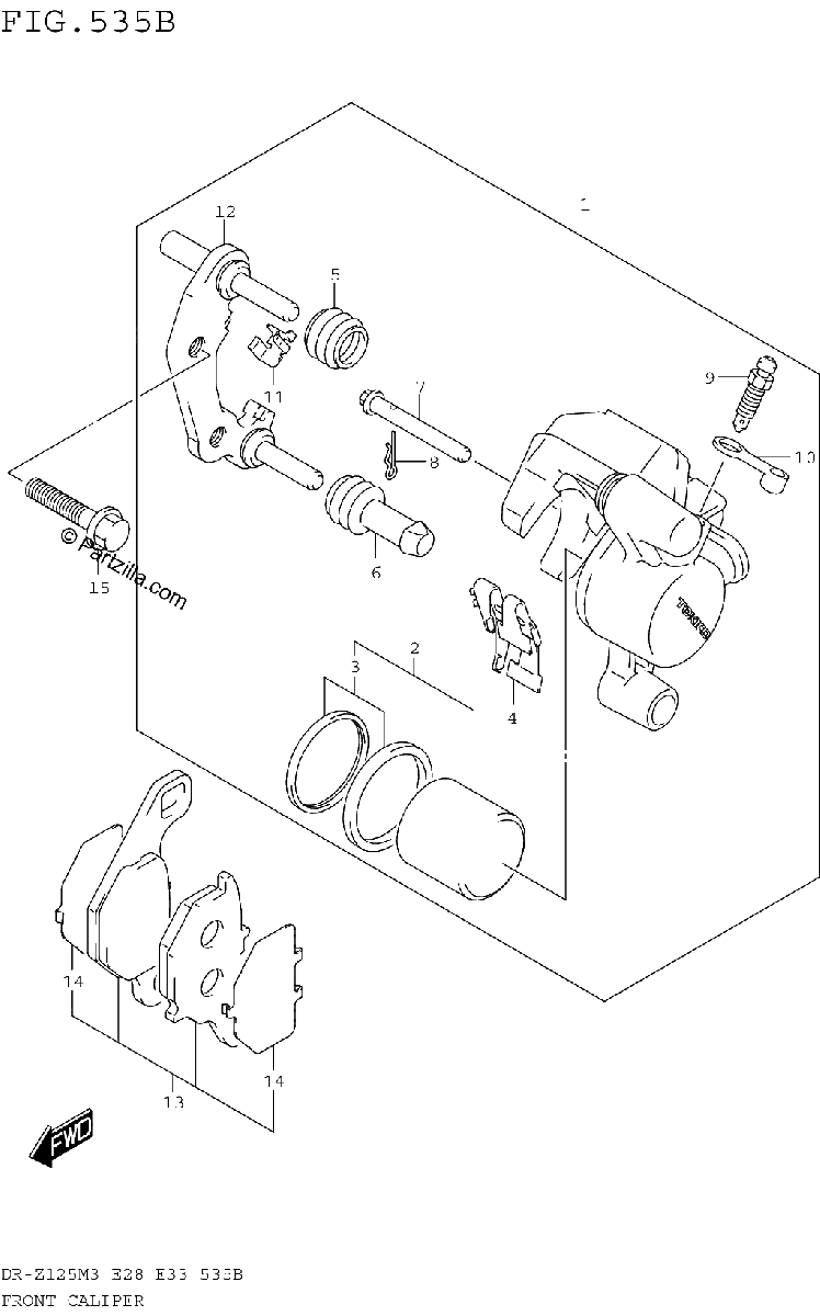 Diagrama de FRONT CALIPER DR Z125LM3E33
