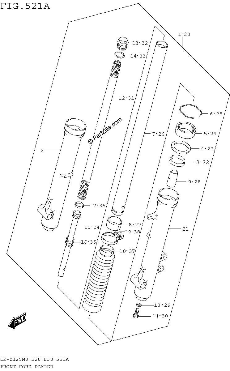 Diagrama de FRONT FORK DAMPER DR Z125M3E28