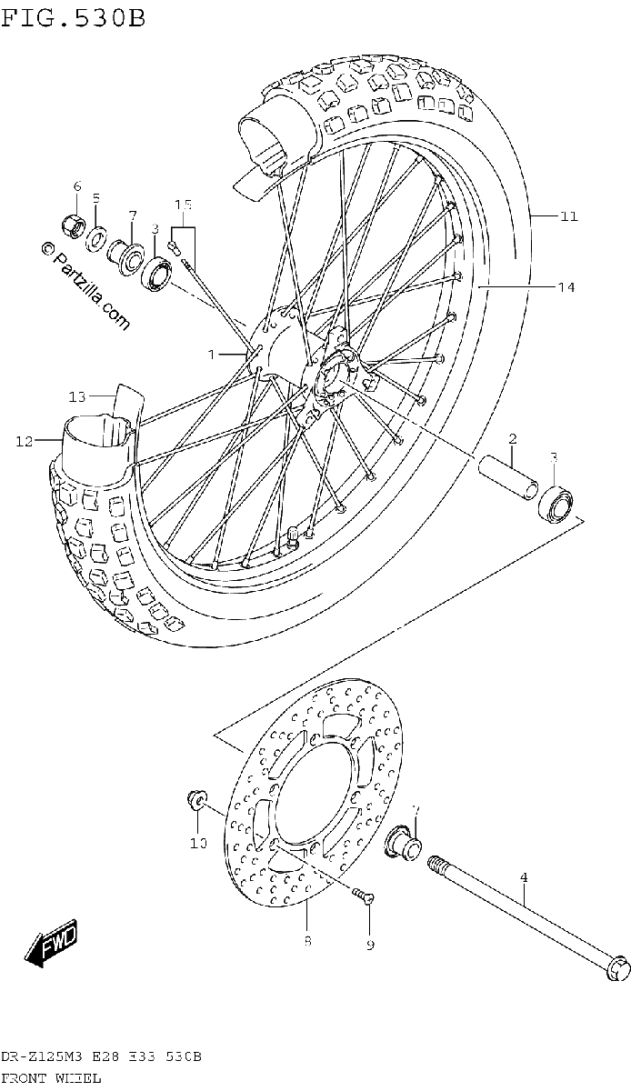 Diagrama de FRONT WHEEL DR Z125LM3E28