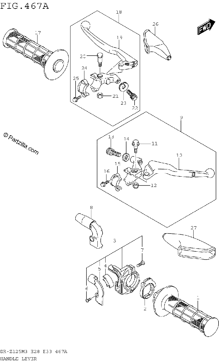 Diagrama de HANDLE LEVER DR Z125M3E28