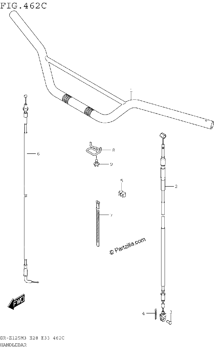 Diagrama de HANDLEBAR DR Z125LM3E33