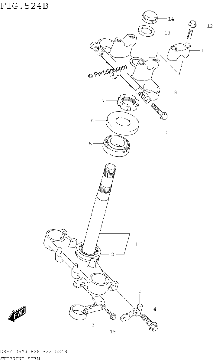Diagrama de STEERING STEM DR Z125LM3E28
