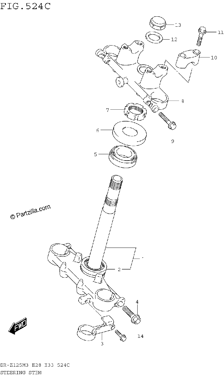 Diagrama de STEERING STEM DR Z125LM3E33