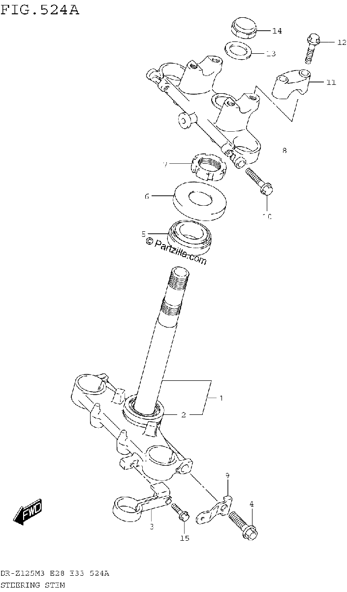 Diagrama de STEERING STEM DR Z125M3E28