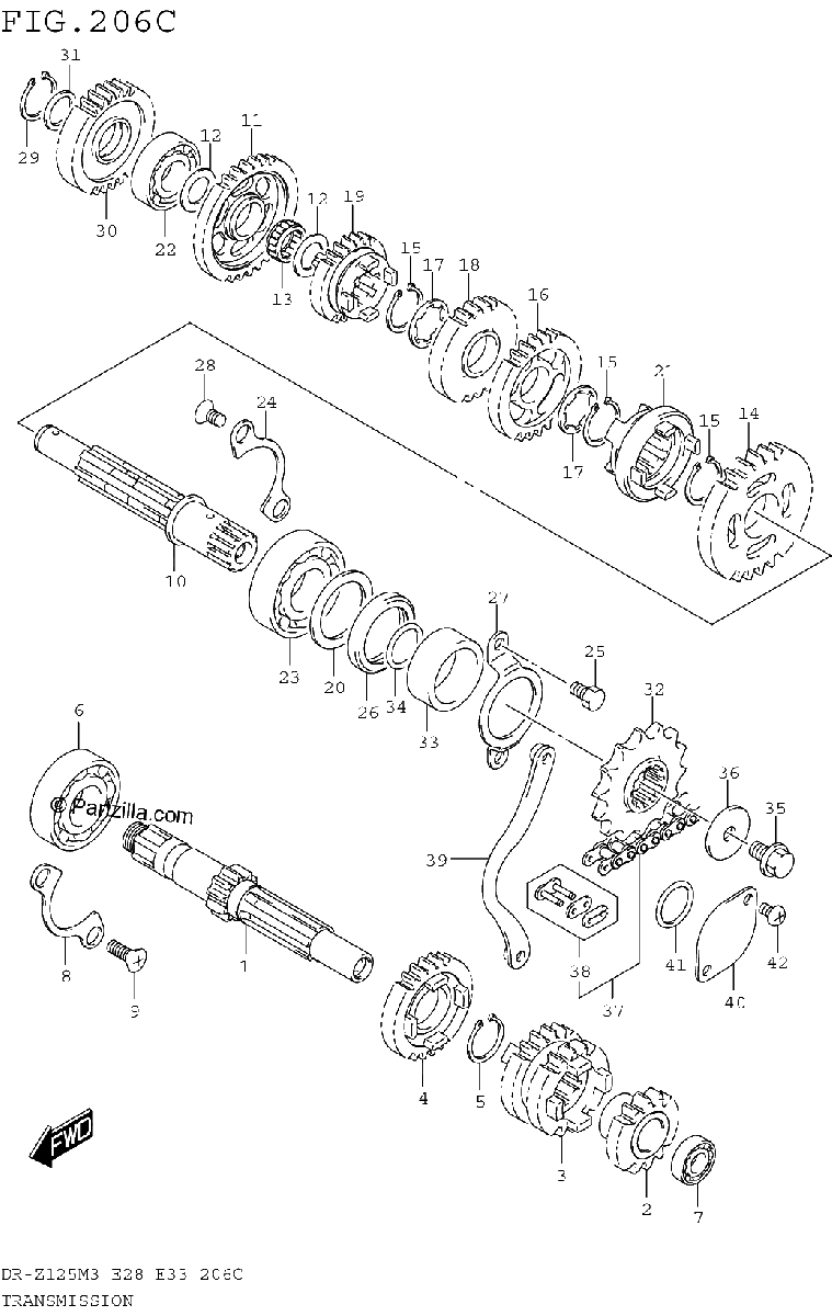 Diagrama de TRANSMISSION DR Z125LM3E33