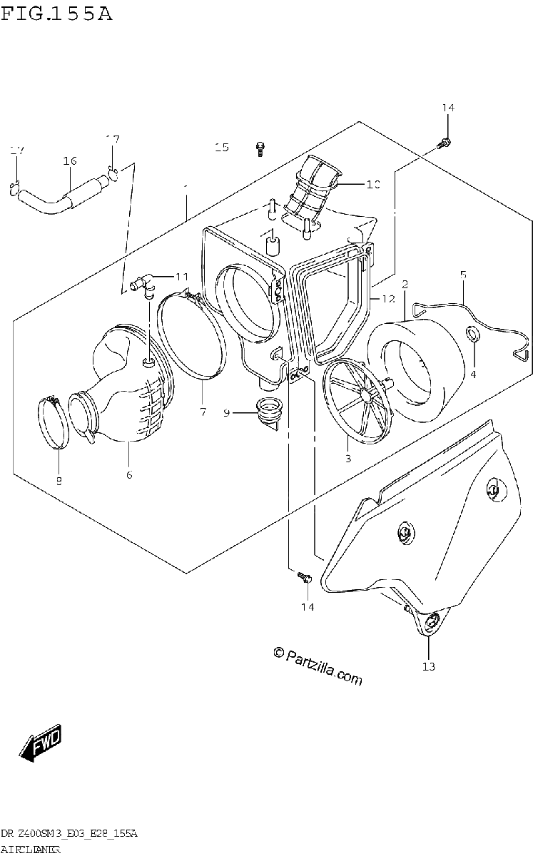 Diagrama de AIR CLEANER DR Z400SM3 E03
