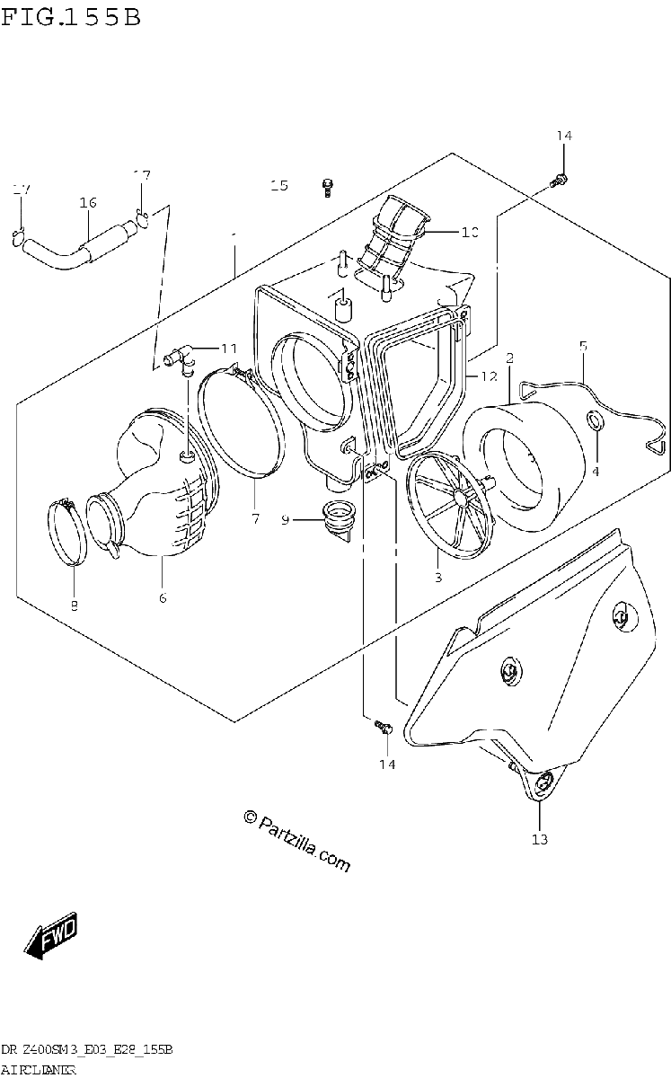Diagrama de AIR CLEANER DR Z400SM3 E28