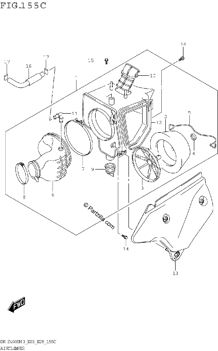 Diagrama de AIR CLEANER DR Z400SM3 E33