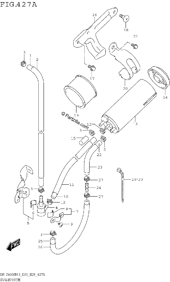 Diagrama de EVAP SYSTEM DR Z400SM3 E33