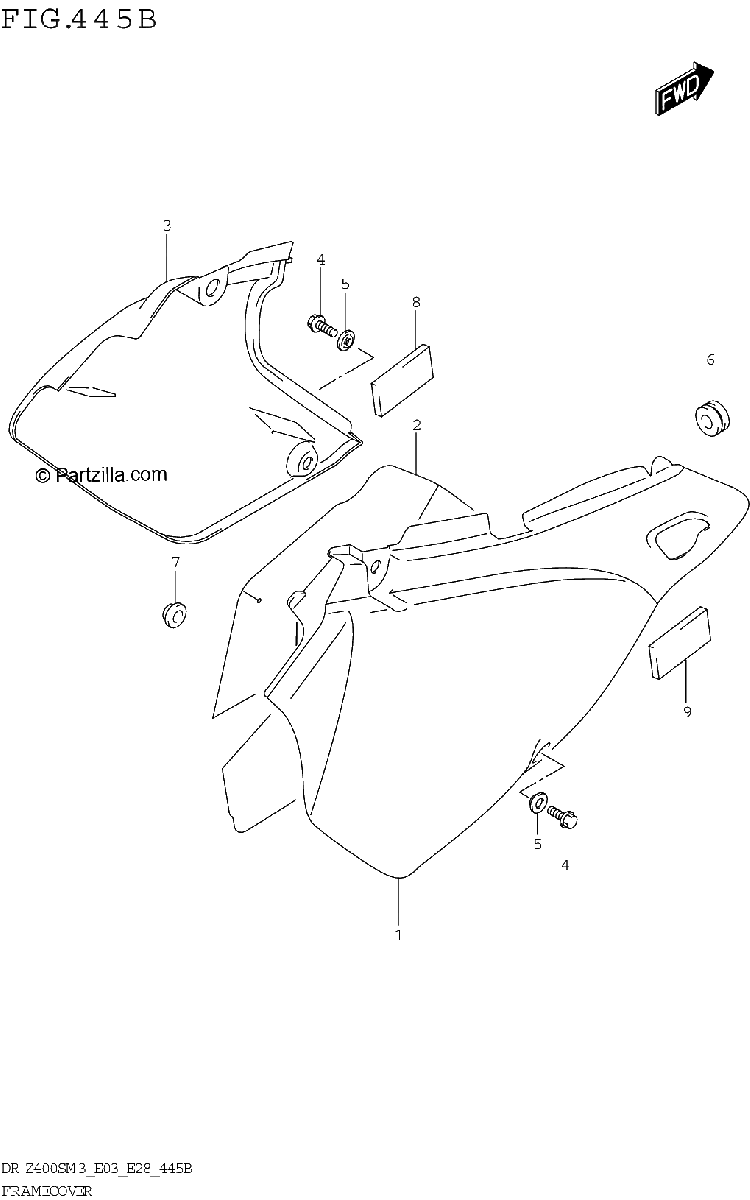 Diagrama de FRAME COVER DR Z400SM3 E28