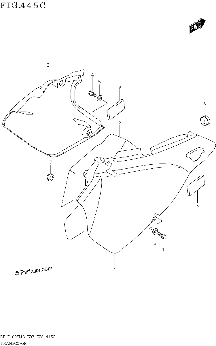 Diagrama de FRAME COVER DR Z400SM3 E33