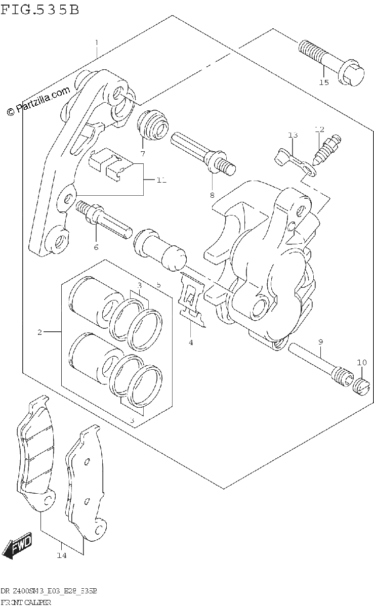 Diagrama de FRONT CALIPER DR Z400SM3 E28