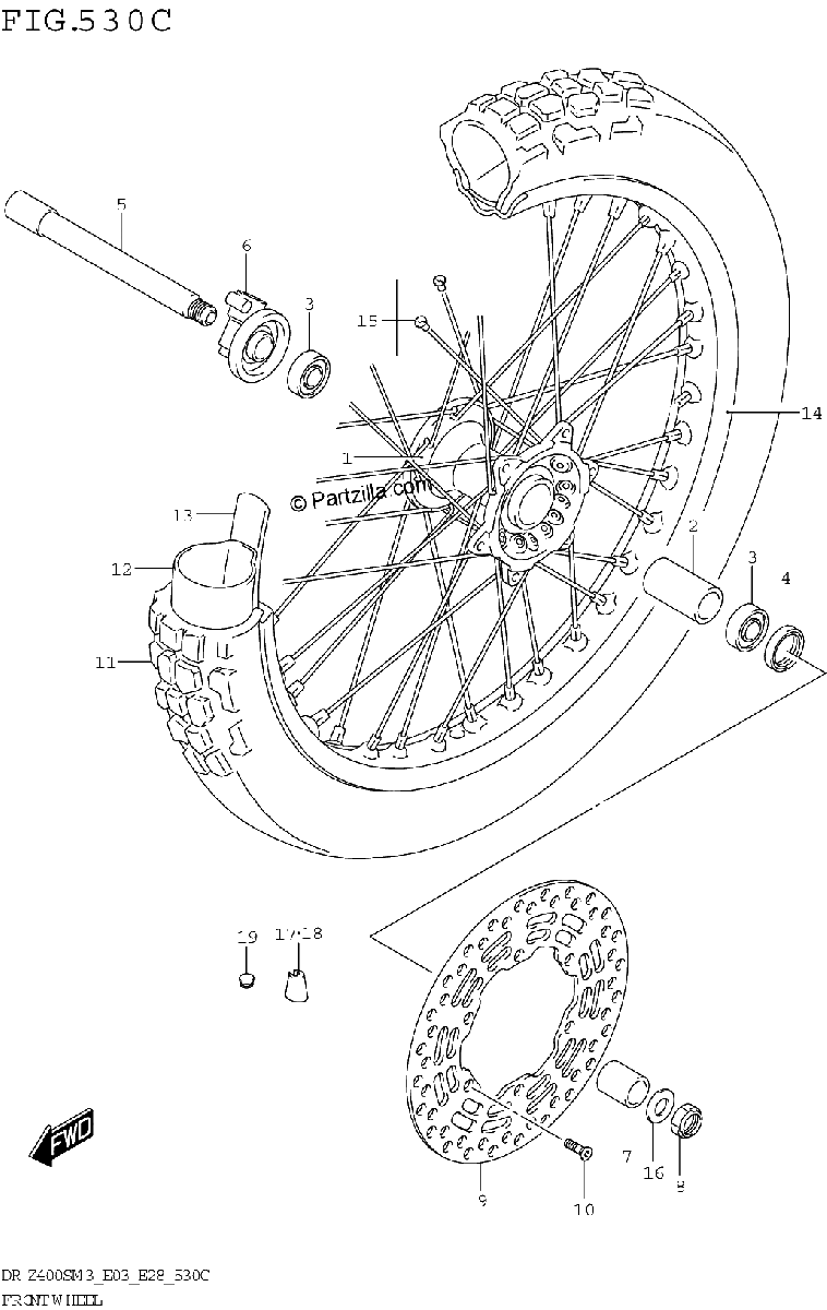 Diagrama de FRONT WHEEL DR Z400SM3 E33