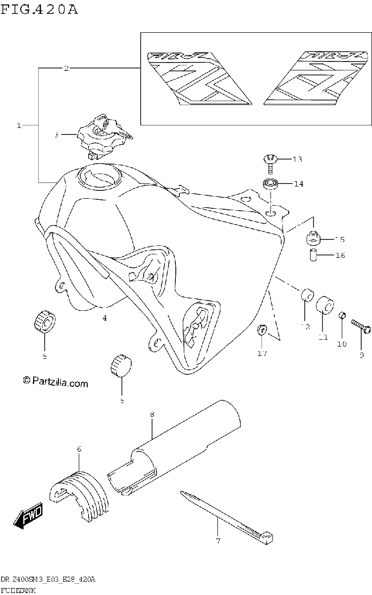Diagrama de FUEL TANK DR Z400SM3 E03