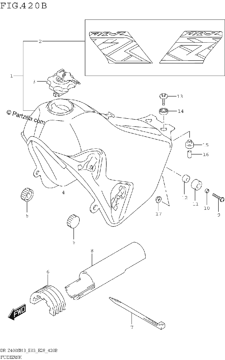 Diagrama de FUEL TANK DR Z400SM3 E28