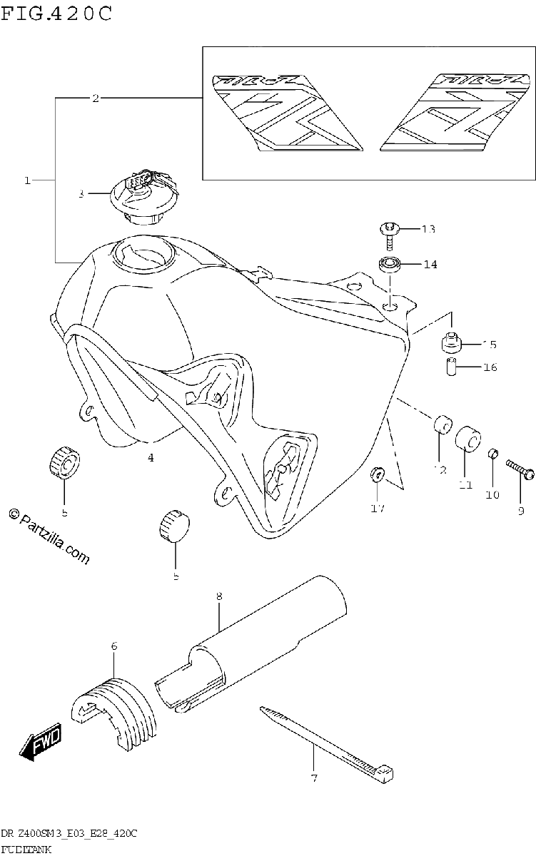 Diagrama de FUEL TANK DR Z400SM3 E33