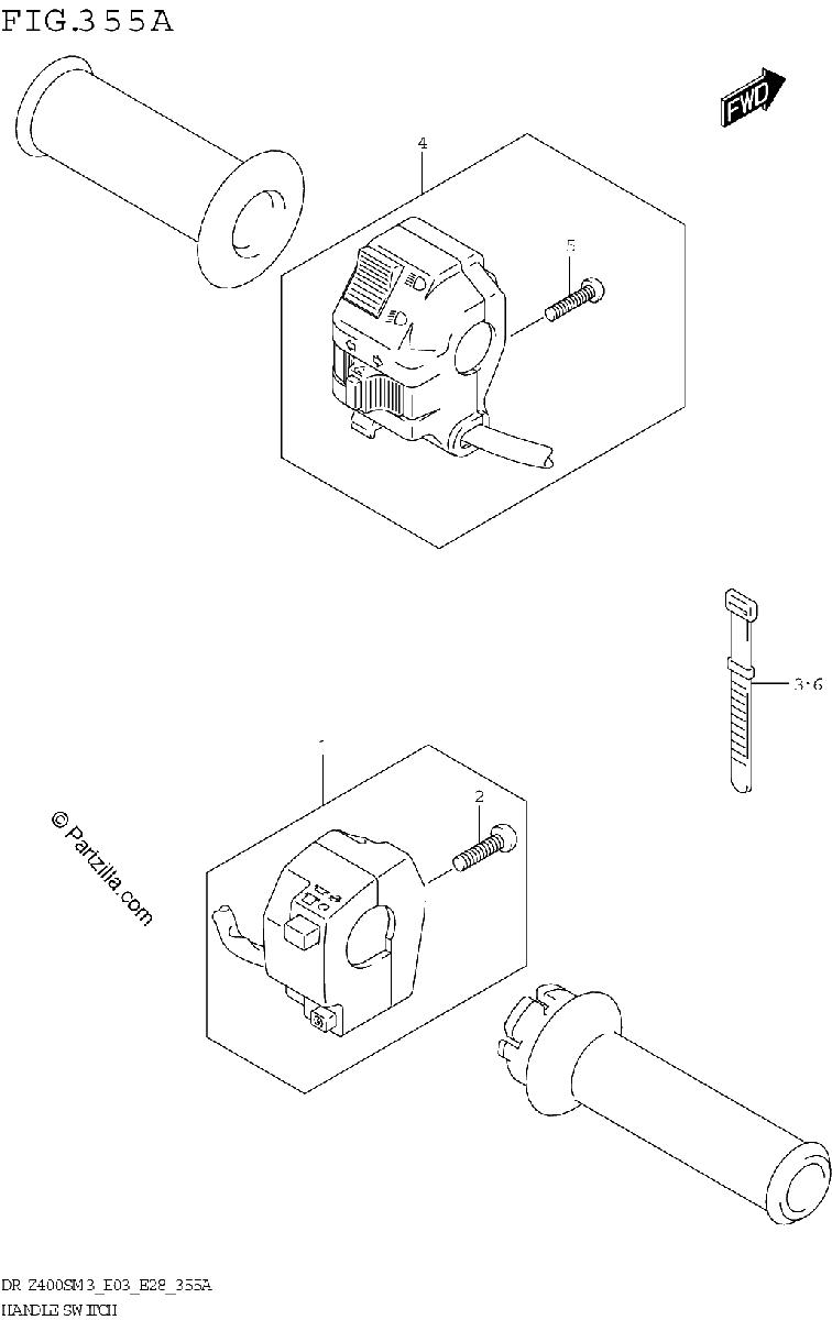 Diagrama de HANDLE SWITCH DR Z400SM3 E03