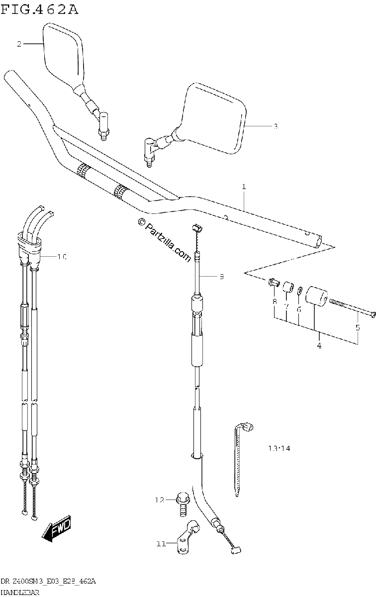 Diagrama de HANDLEBAR DR Z400SM3 E03