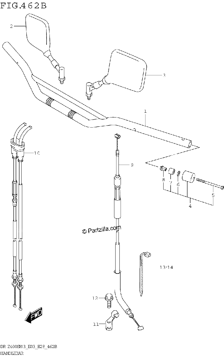 Diagrama de HANDLEBAR DR Z400SM3 E28