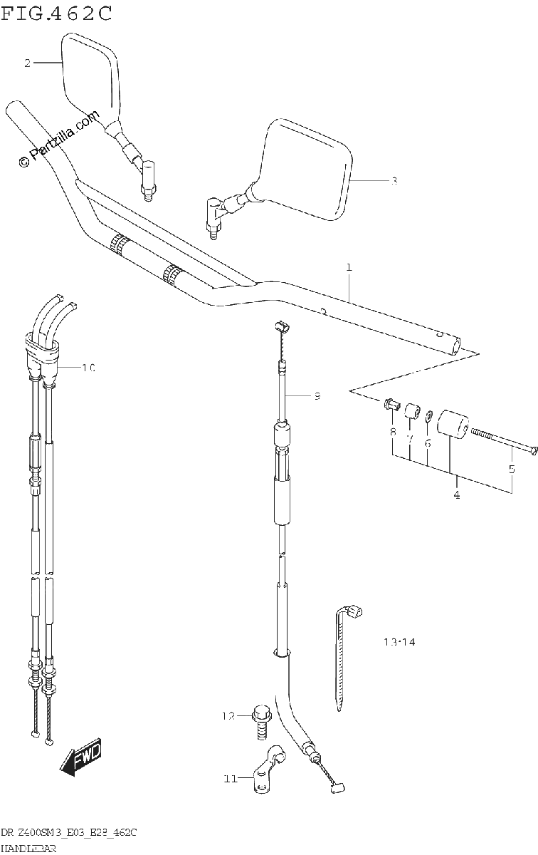 Diagrama de HANDLEBAR DR Z400SM3 E33