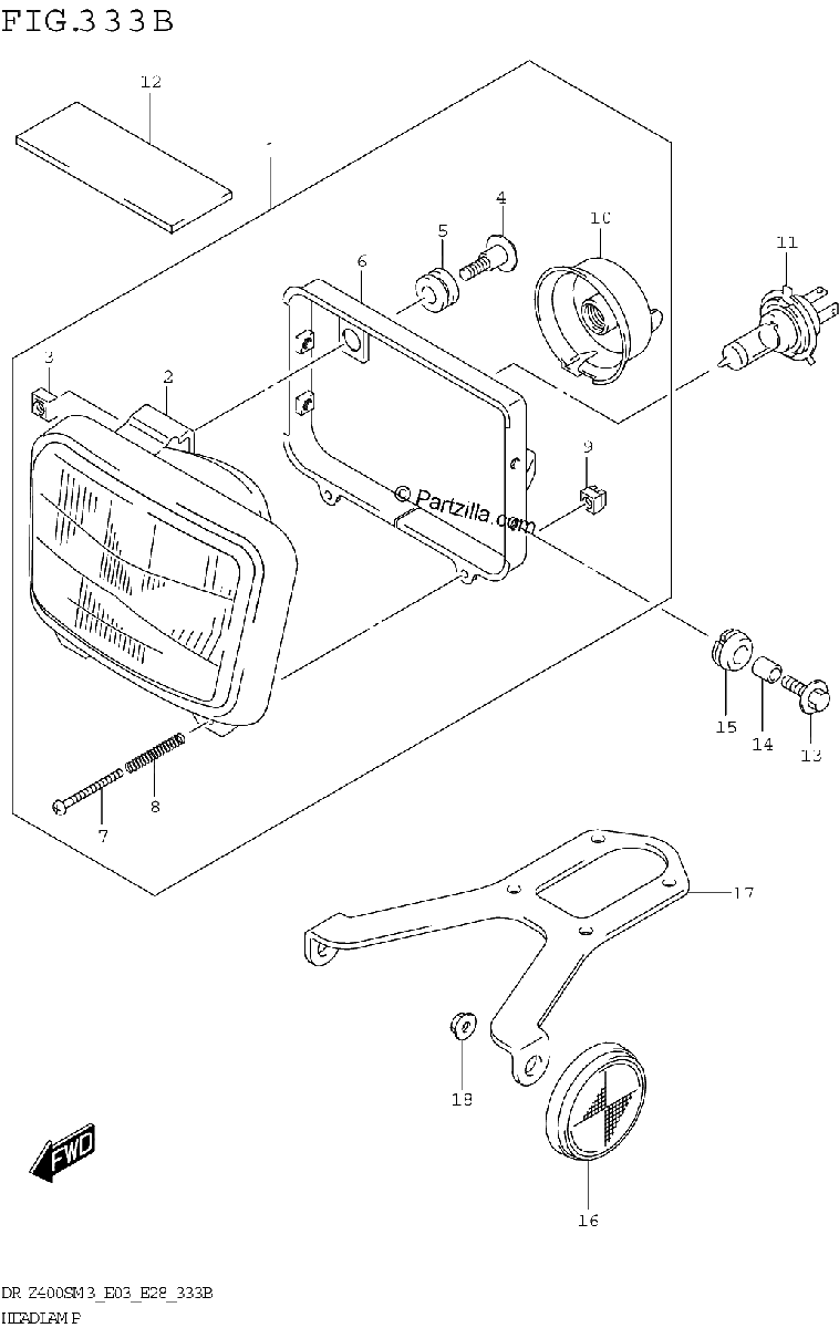 Diagrama de HEADLAMP DR Z400SM3 E28