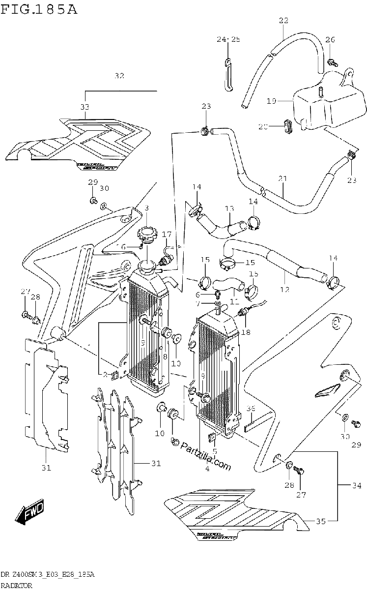 Diagrama de RADIATOR DR Z400SM3 E03
