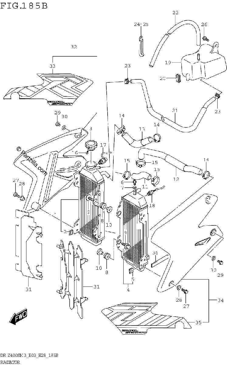 Diagrama de RADIATOR DR Z400SM3 E28