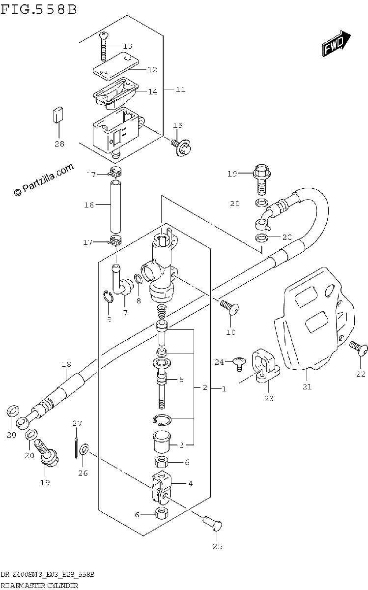 Diagrama de REAR MASTER CYLINDER DR Z400SM3 E28
