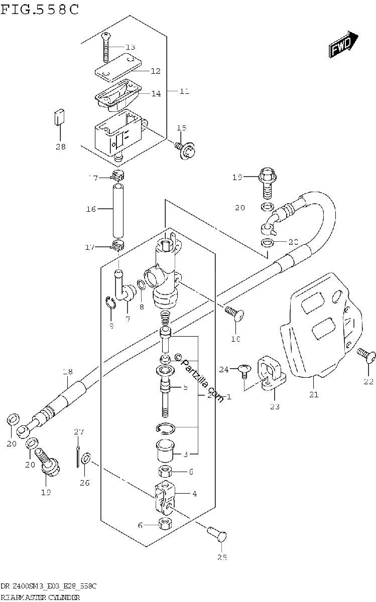 Diagrama de REAR MASTER CYLINDER DR Z400SM3 E33