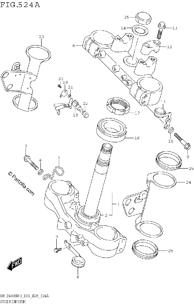 Diagrama de STEERING STEM DR Z400SM3 E03