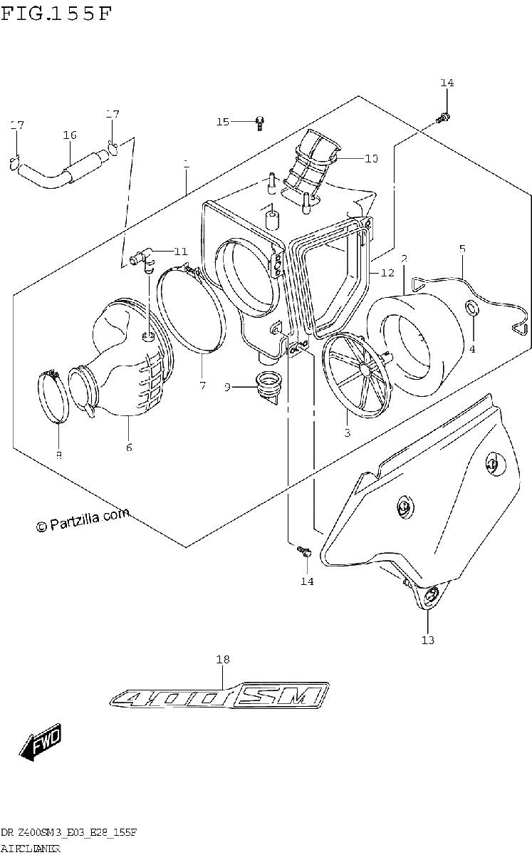 Diagrama de AIR CLEANER DR Z400SMM3 E33