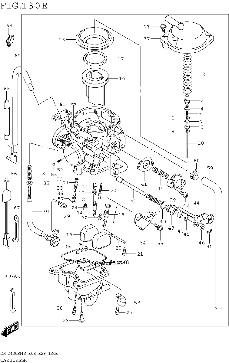 Diagrama de CARBURETOR DR Z400SMM3 E28