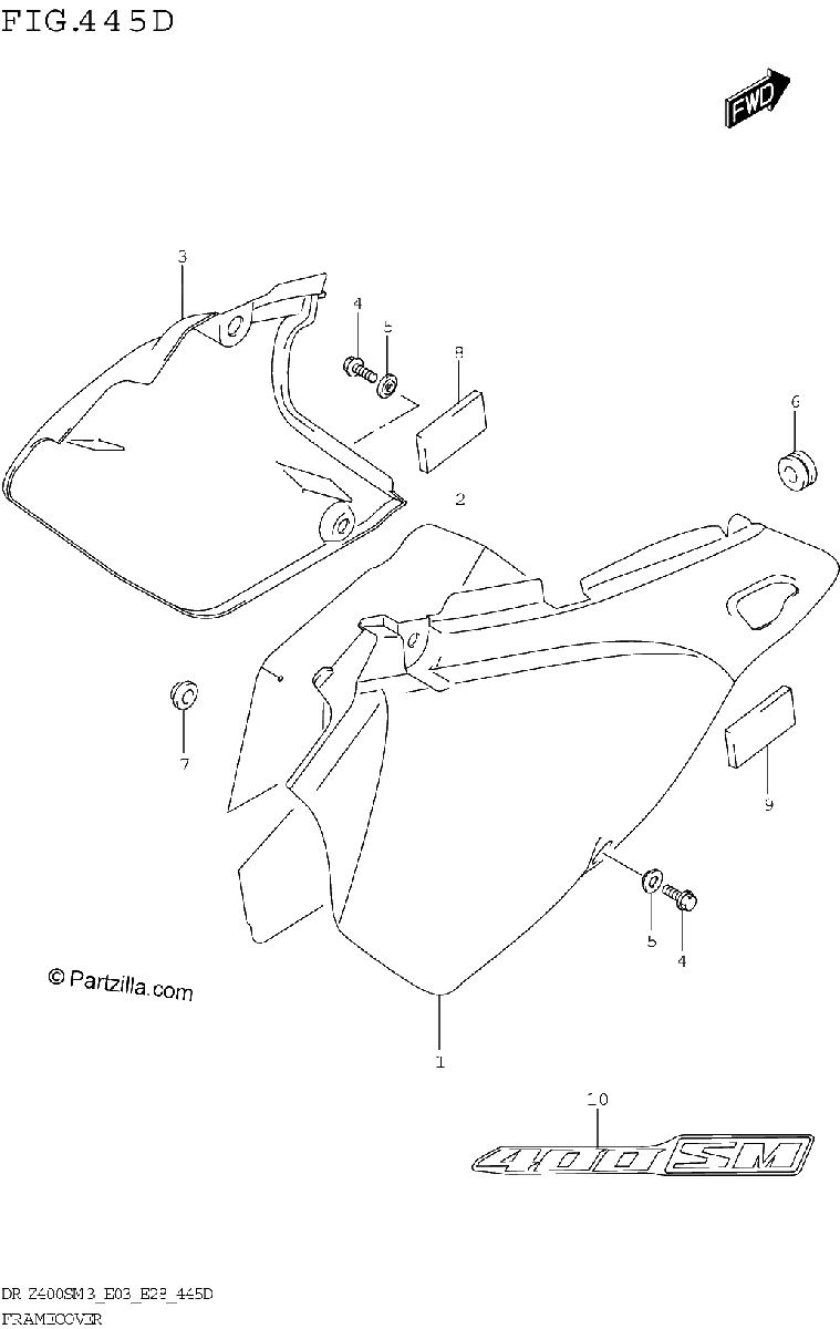 Diagrama de FRAME COVER DR Z400SMM3 E03