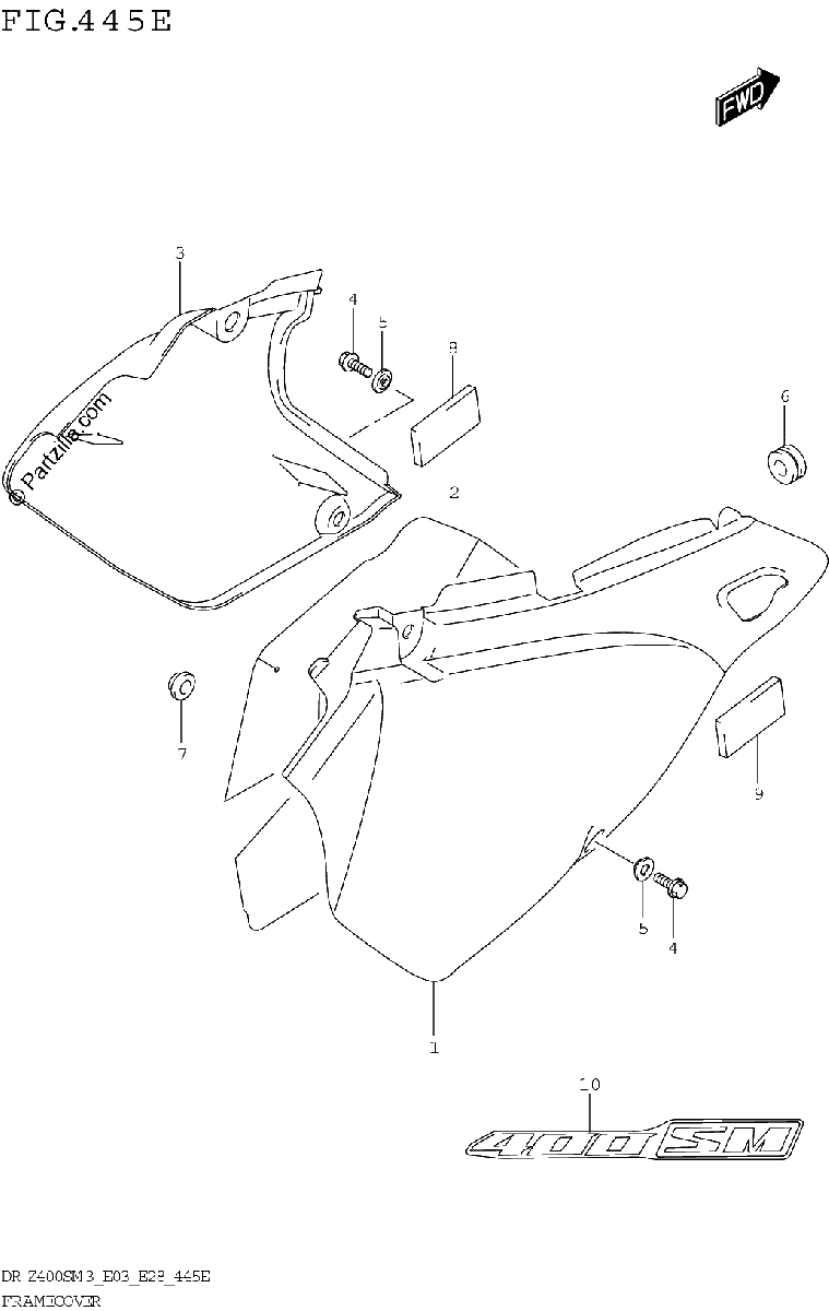Diagrama de FRAME COVER DR Z400SMM3 E28