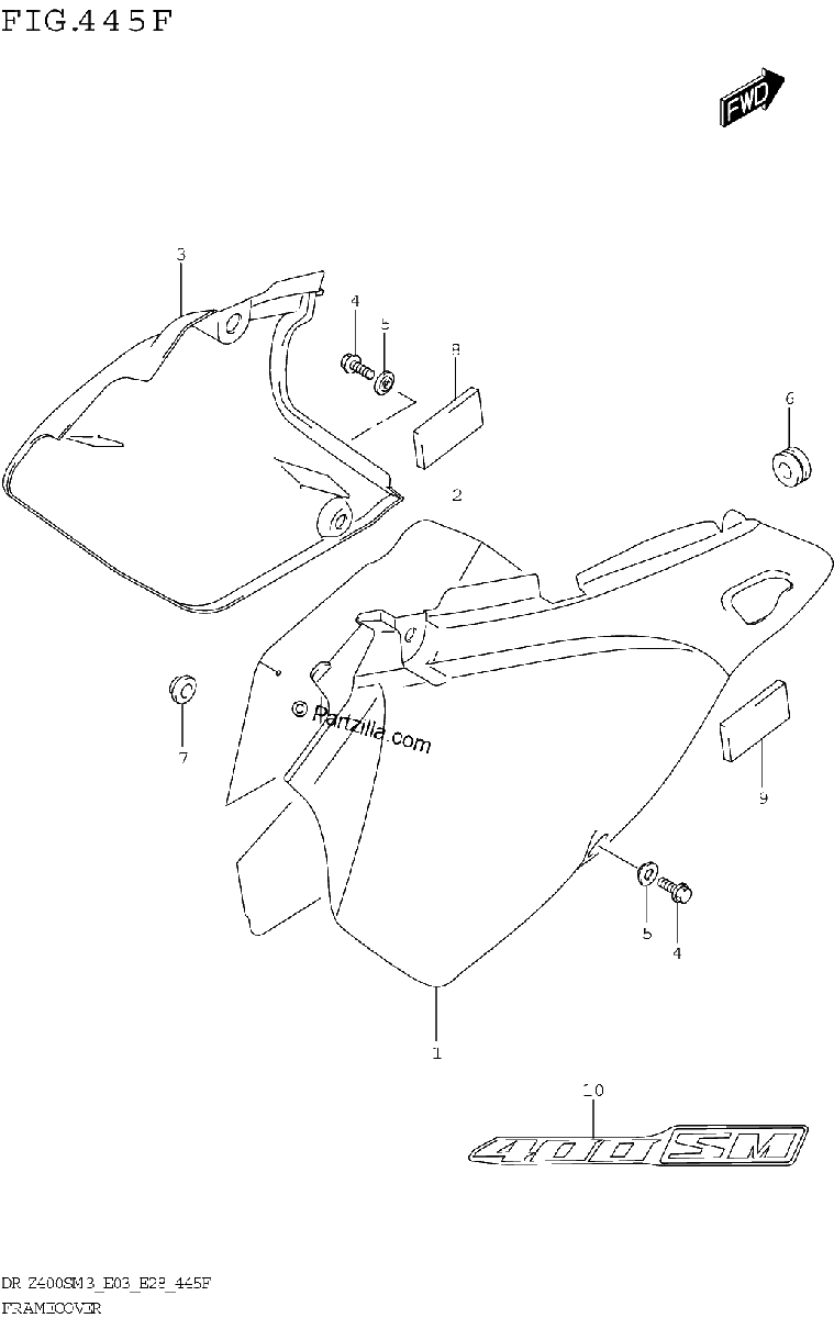 Diagrama de FRAME COVER DR Z400SMM3 E33