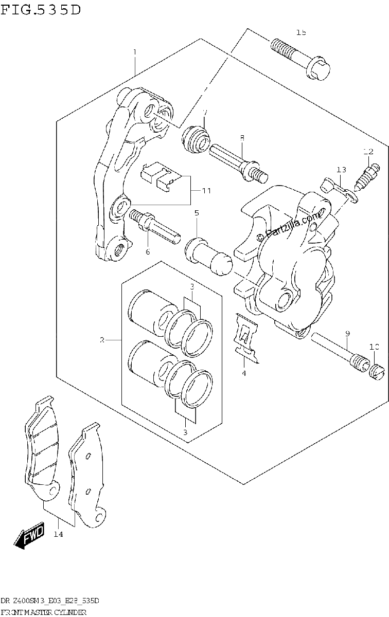 Diagrama de FRONT CALIPER DR Z400SMM3 E03